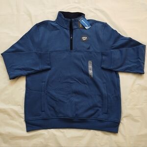 Nautica Sueded Fleece Sweater Pullover Navy Blue 1/4 Zip Stand-Up Collar NWT XL